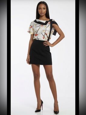 Emilio Pucci Women's Abstract Paintbrush Silk V-Neck Blouse IT40 US6